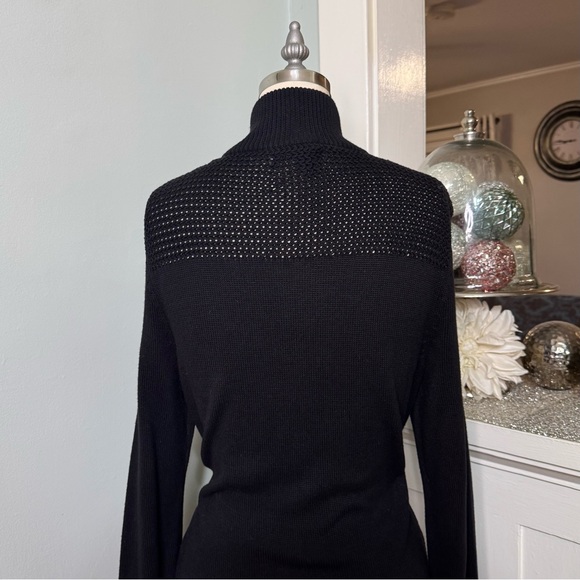 Ralph Lauren Rack Stitch Mockneck Sweater Dress Black Cotton Size Medium - Picture 8 of 12